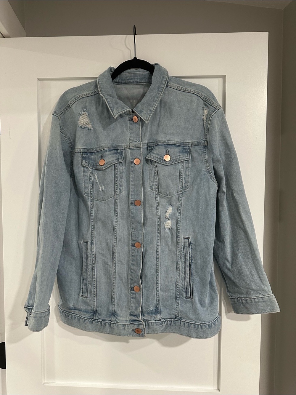 A.N.A Classic Light Wash Distressed Jean Jacket
